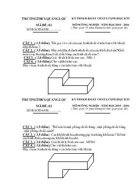 Kỳ thi khảo sát chất lượng học môn Công nghệ 8  Năm học 2015  2016 - Trường THCS Quảng Lộc